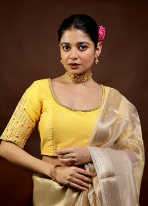 Yellow Dupion Silk Designer Blouse