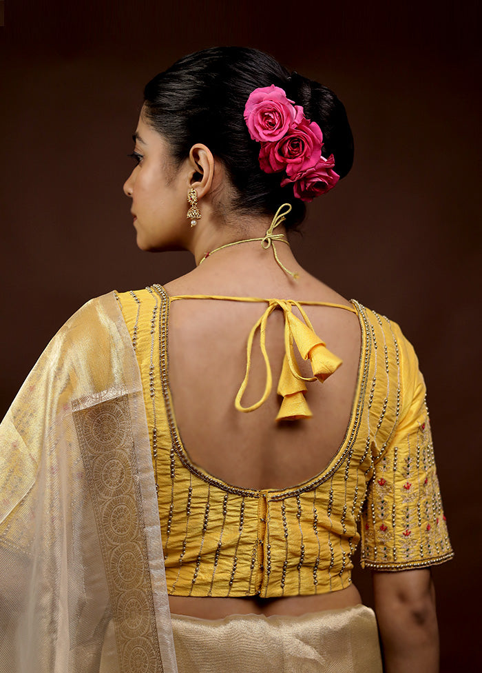 Yellow Dupion Silk Designer Blouse