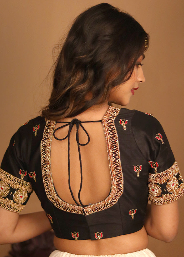 Black Silk Designer Blouse - Indian Silk House Agencies