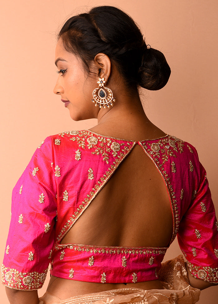 Pink Silk Designer Blouse - Indian Silk House Agencies