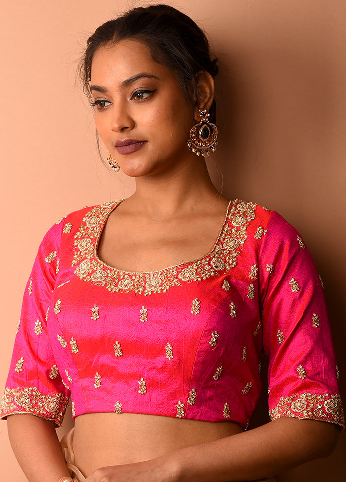 Pink Silk Designer Blouse - Indian Silk House Agencies