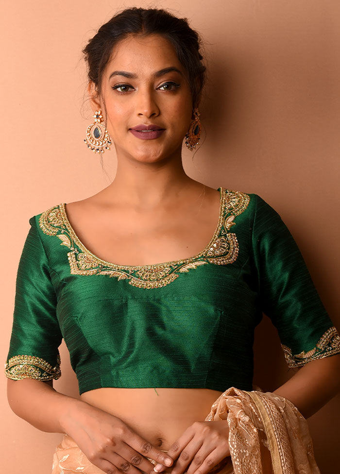 Green Silk Designer Blouse - Indian Silk House Agencies