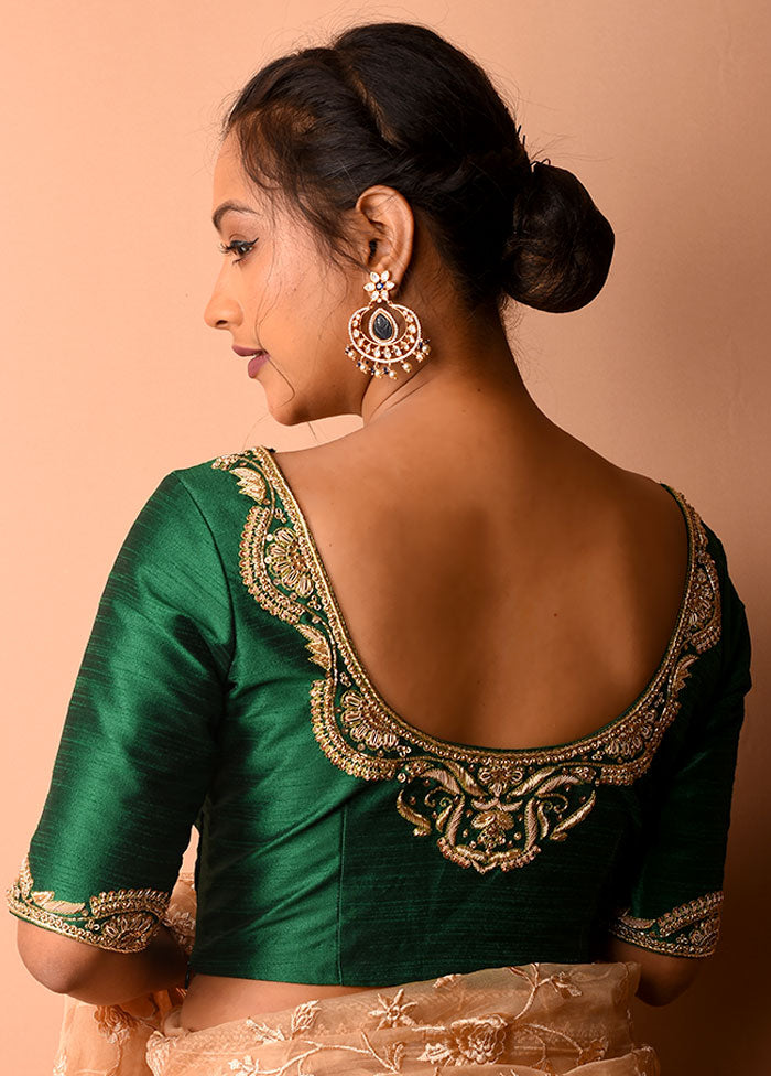 Green Silk Designer Blouse - Indian Silk House Agencies