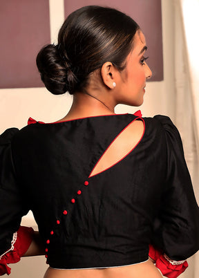 Black Cotton Silk Designer Blouse - Indian Silk House Agencies