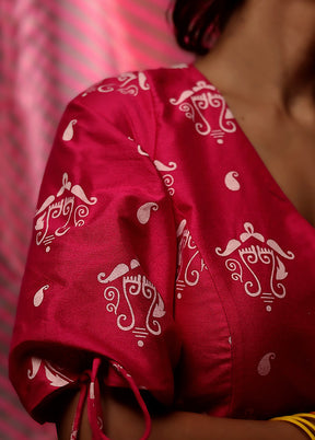 Pink Cotton Silk Designer Blouse - Indian Silk House Agencies