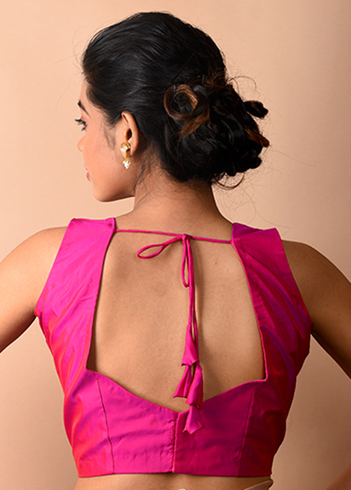 Fuchsia Pink Pure Silk Designer Blouse - Indian Silk House Agencies