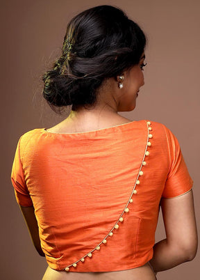 Orange Silk Designer Blouse - Indian Silk House Agencies