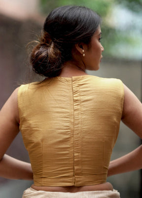 Golden Dupion Silk Designer Blouse - Indian Silk House Agencies