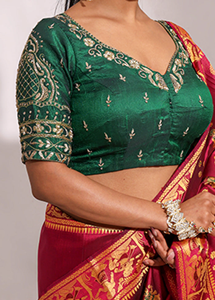 Bottle Green  Sweetheart Neck Designer Blouse