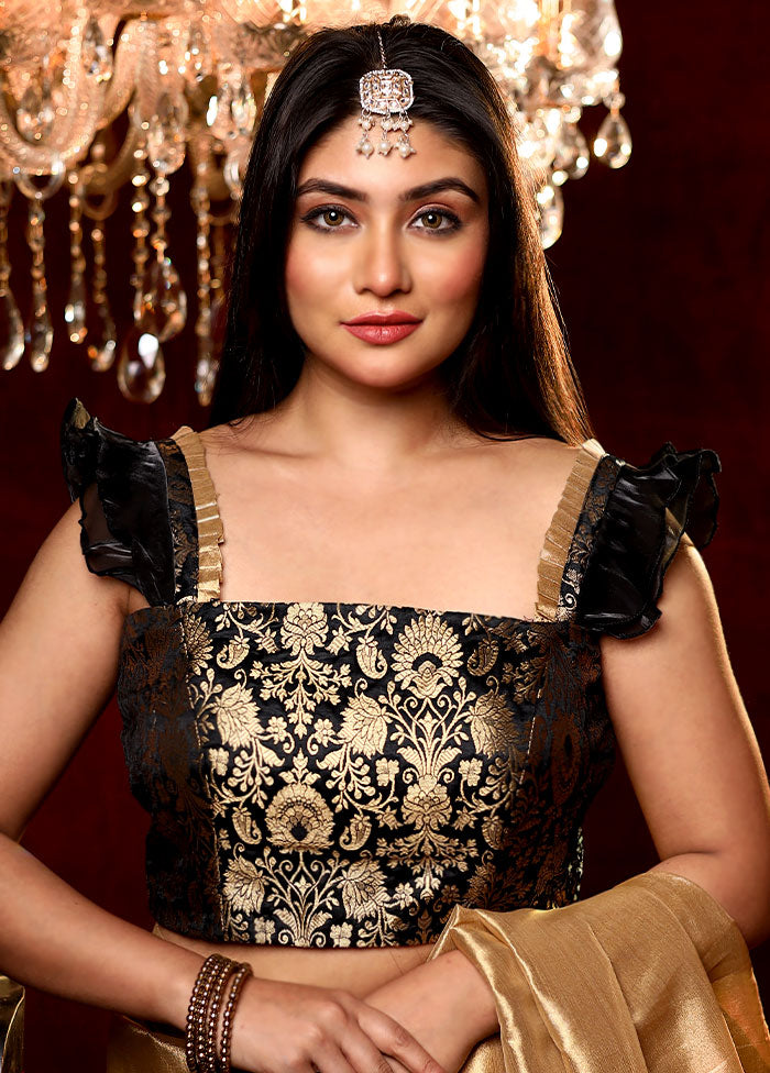 Black Brocade Designer Blouse - Indian Silk House Agencies