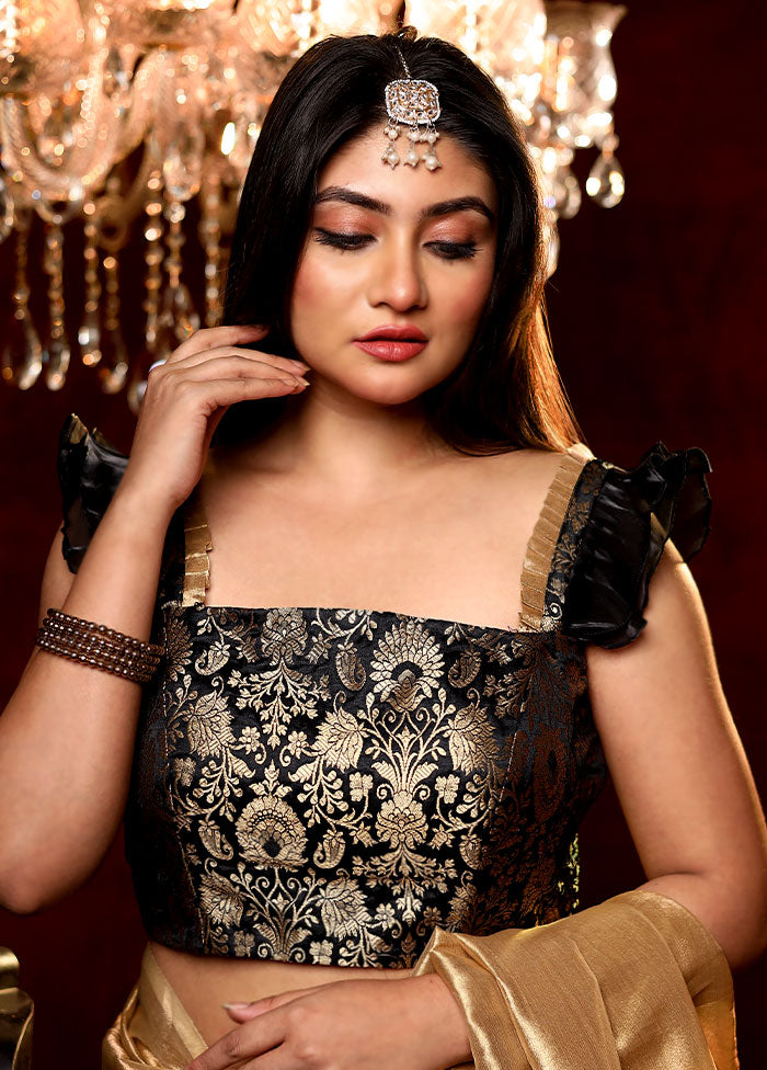 Black Brocade Designer Blouse - Indian Silk House Agencies