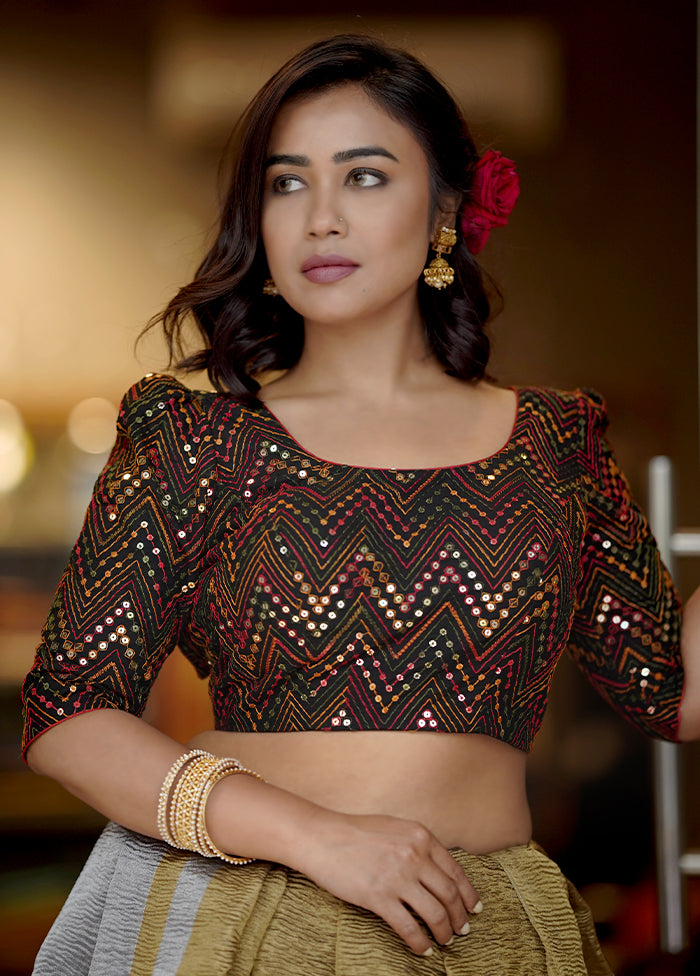 Black Silk Designer Blouse - Indian Silk House Agencies