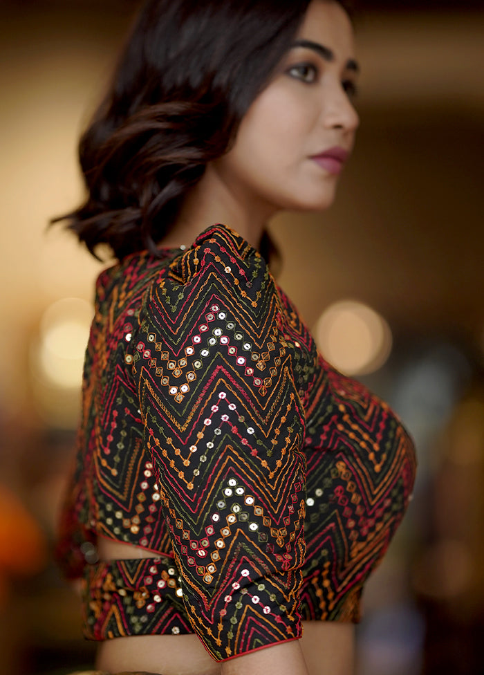 Black Silk Designer Blouse - Indian Silk House Agencies