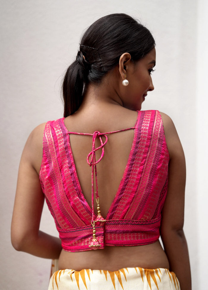 Pink Brocade Designer Blouse - Indian Silk House Agencies