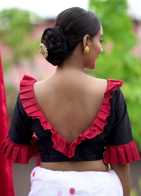 Black Dupion Silk Designer Blouse - Indian Silk House Agencies