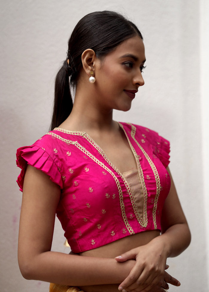 Pink Brocade Designer Blouse - Indian Silk House Agencies