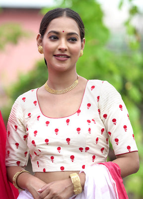 Cream Dupion Silk Designer Blouse - Indian Silk House Agencies