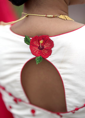 Cream Dupion Silk Designer Blouse - Indian Silk House Agencies