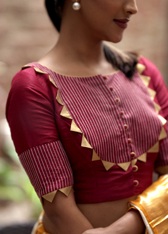 Maroon Dupion Silk Designer Blouse - Indian Silk House Agencies