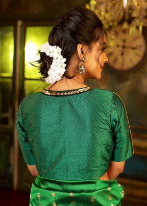 Green Dupion Silk Designer Blouse - Indian Silk House Agencies