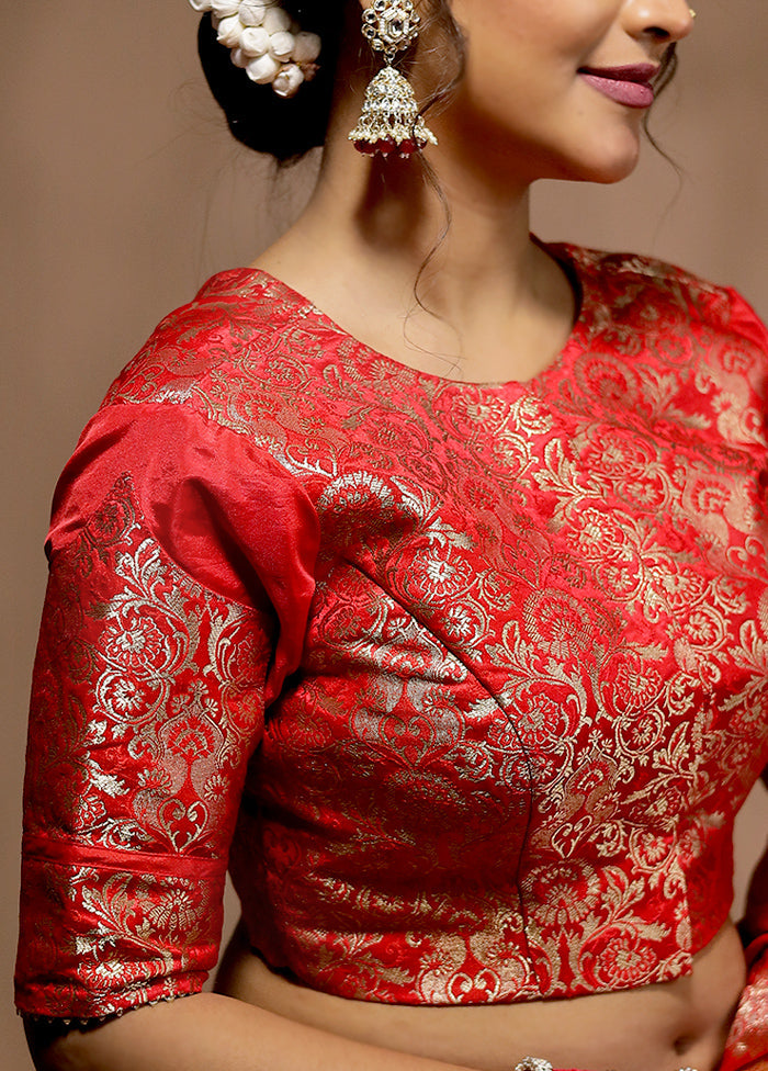 Red Brocade Designer Blouse - Indian Silk House Agencies