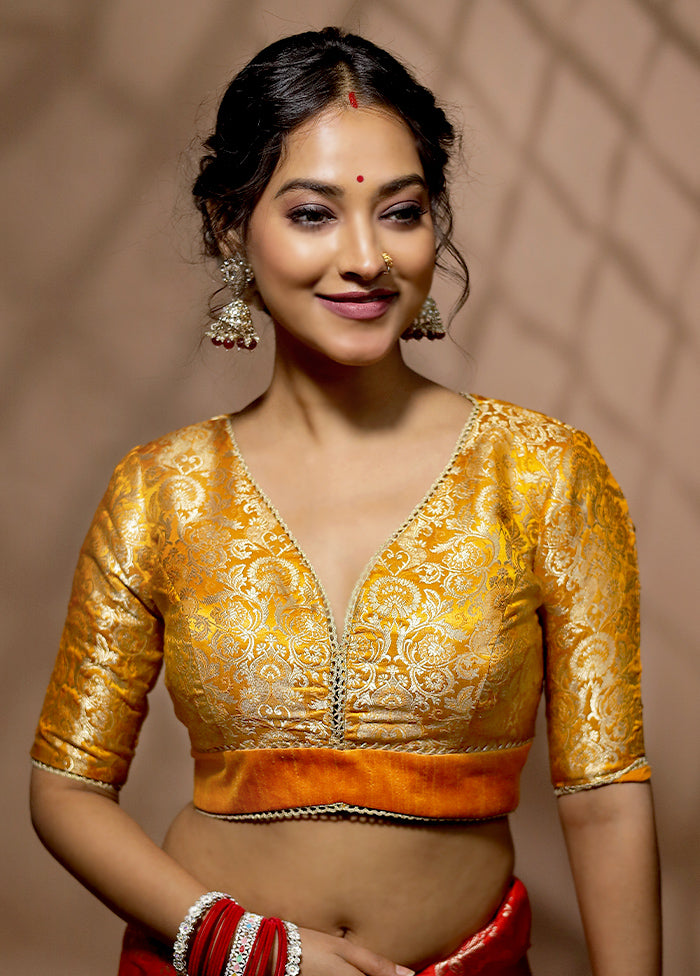 Mustard Brocade Designer Blouse - Indian Silk House Agencies