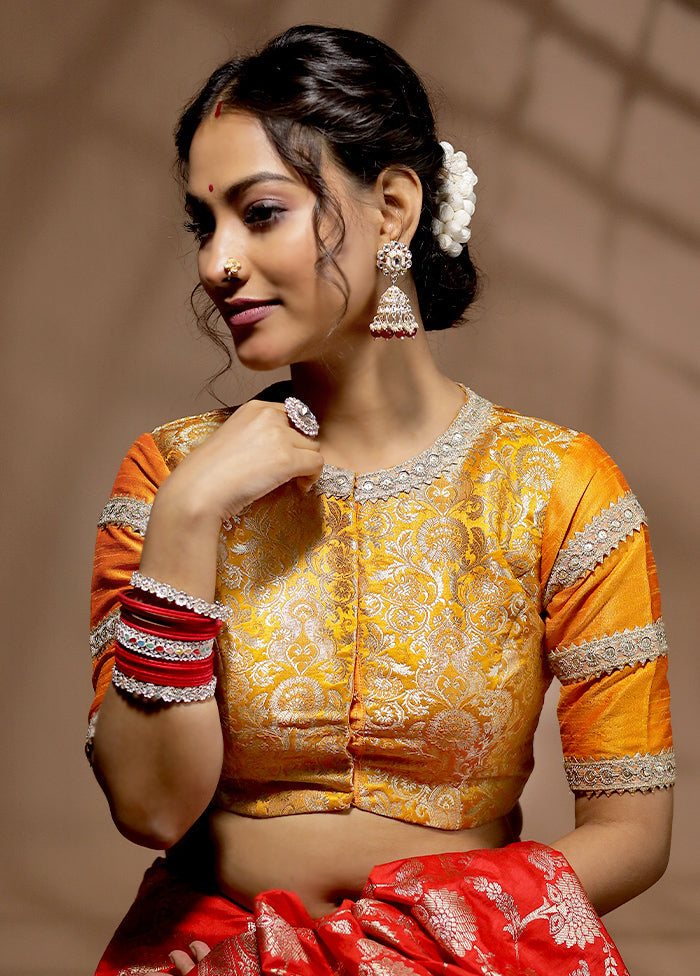 Mustard Brocade Designer Blouse - Indian Silk House Agencies