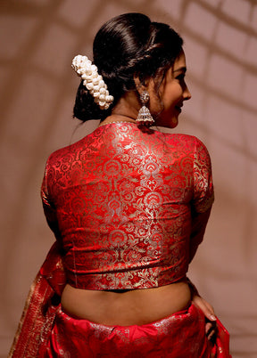 Red Brocade Designer Blouse - Indian Silk House Agencies