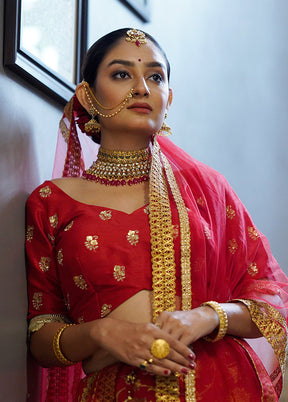 Red Dupion Silk Designer Blouse - Indian Silk House Agencies