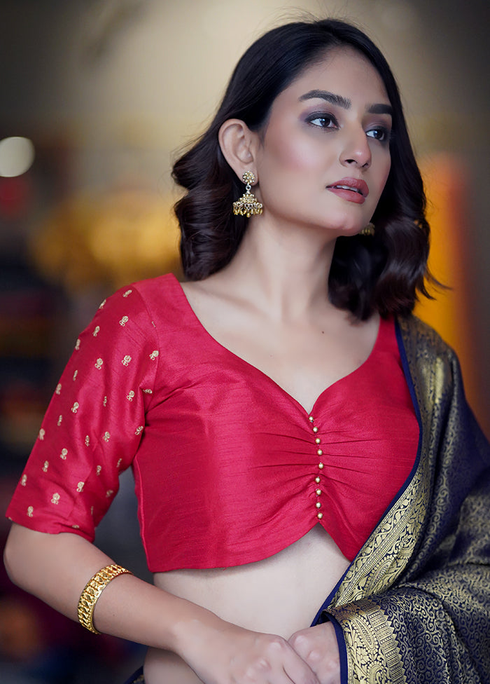 Red Dupion Silk Designer Blouse - Indian Silk House Agencies