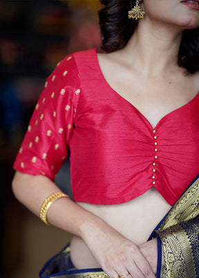 Red Dupion Silk Designer Blouse - Indian Silk House Agencies