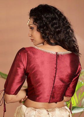 Dark Maroon Silk Designer Blouse