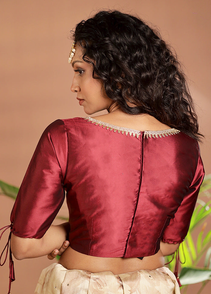 Dark Maroon Silk Designer Blouse