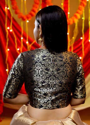 Black Brocade Designer Blouse - Indian Silk House Agencies