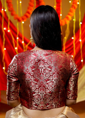 Maroon Brocade Designer Blouse - Indian Silk House Agencies