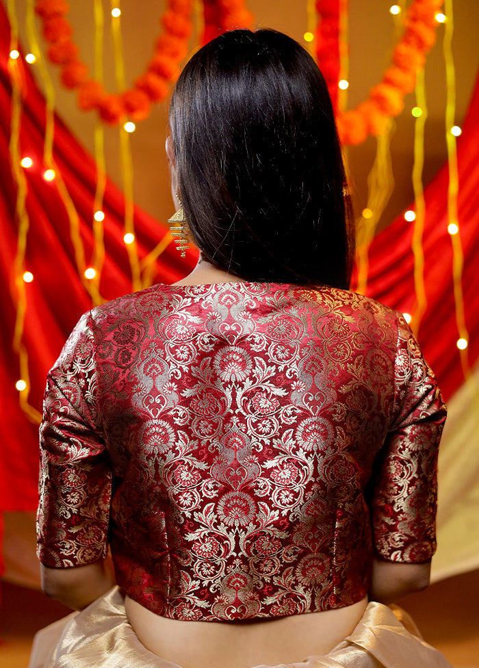 Maroon Brocade Designer Blouse - Indian Silk House Agencies