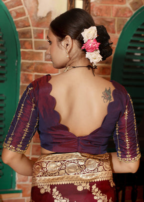 Purple Silk Designer Blouse - Indian Silk House Agencies