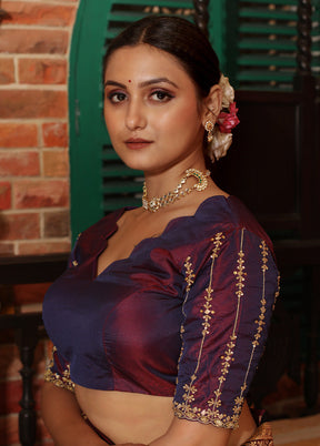 Purple Silk Designer Blouse - Indian Silk House Agencies