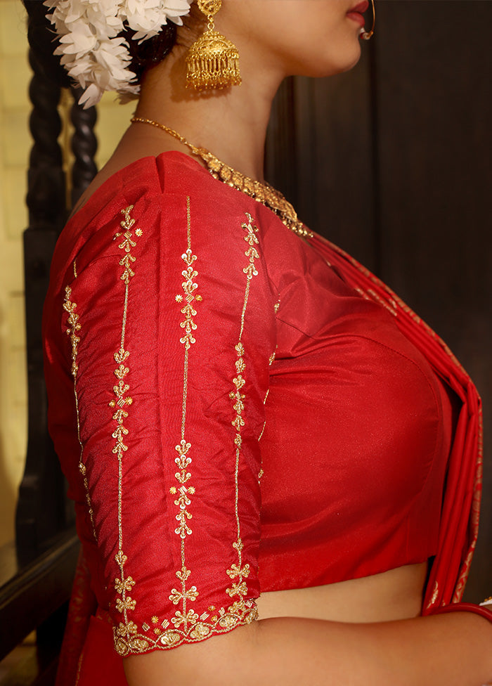 Red Silk Designer Blouse - Indian Silk House Agencies