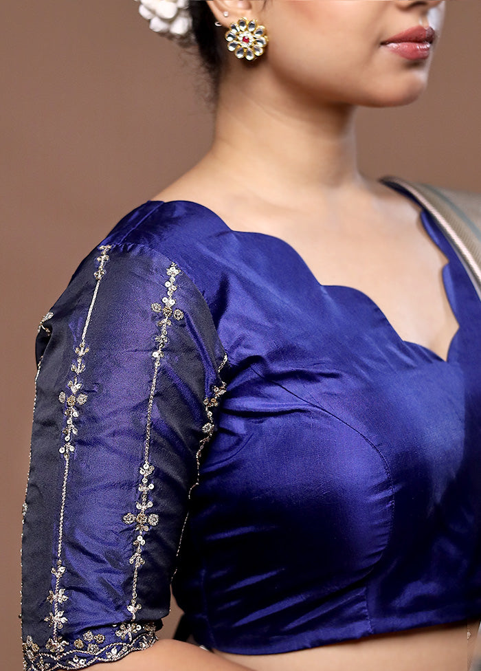 Royal Blue Silk Designer Blouse