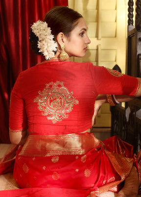 Red Pure Silk Designer Blouse - Indian Silk House Agencies