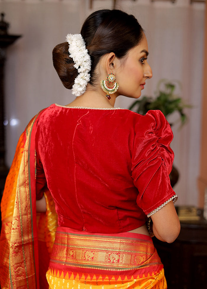 Red Velvet Designer Blouse - Indian Silk House Agencies