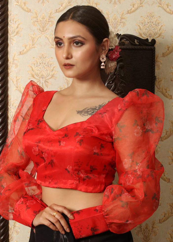 Red Organza Designer Blouse - Indian Silk House Agencies