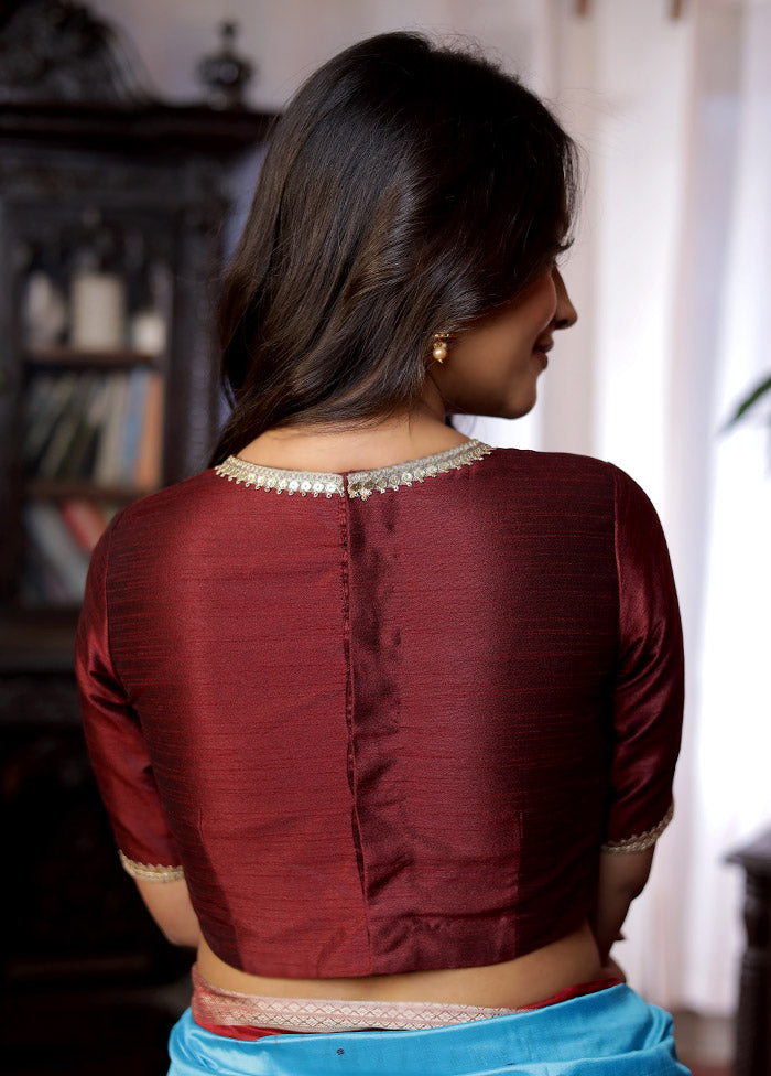 Maroon Dupion Silk Designer Blouse - Indian Silk House Agencies