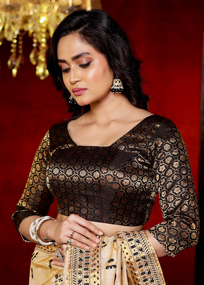 Black Brocade Designer Blouse - Indian Silk House Agencies