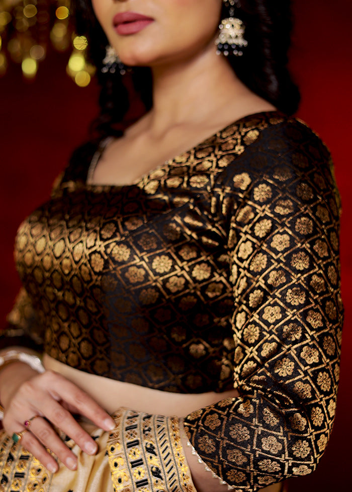 Black Brocade Designer Blouse - Indian Silk House Agencies