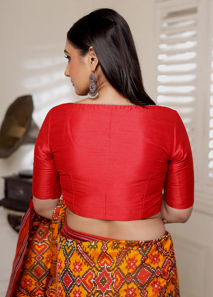 Red Dupion Silk Designer Blouse - Indian Silk House Agencies