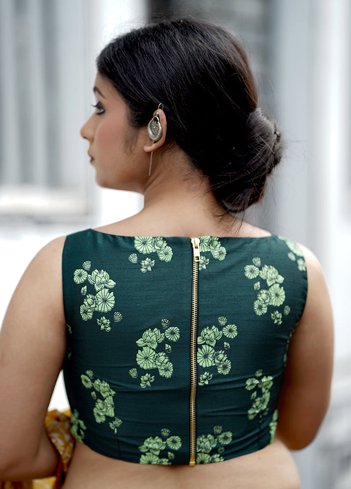 Green Dupion Silk Designer Blouse - Indian Silk House Agencies