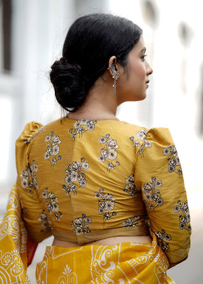 Mustard Dupion Silk Designer Blouse - Indian Silk House Agencies