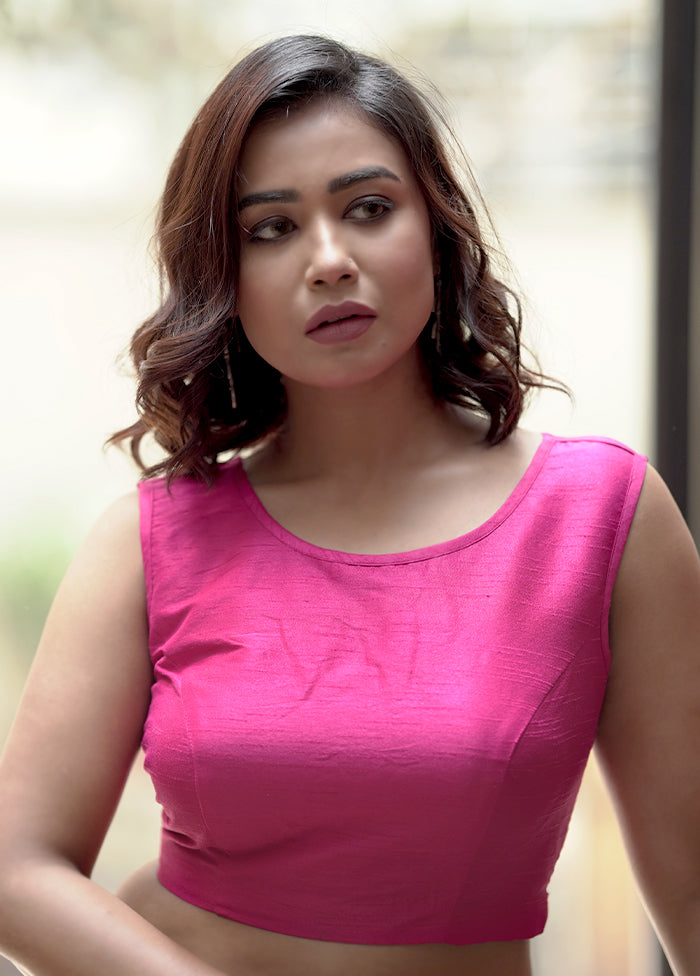 Pink Dupion Silk Designer Blouse - Indian Silk House Agencies